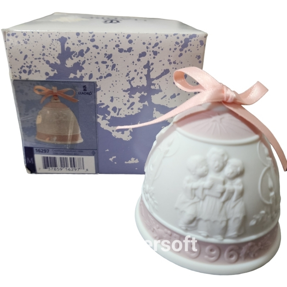 1996 Lladro Pink and White Bell with Ribbon